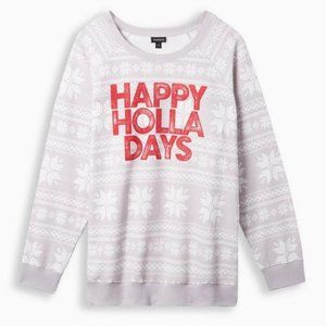 NWT Torrid Sweatshirt Pullover Christmas Holiday "Happy Holla Days" Fairisle